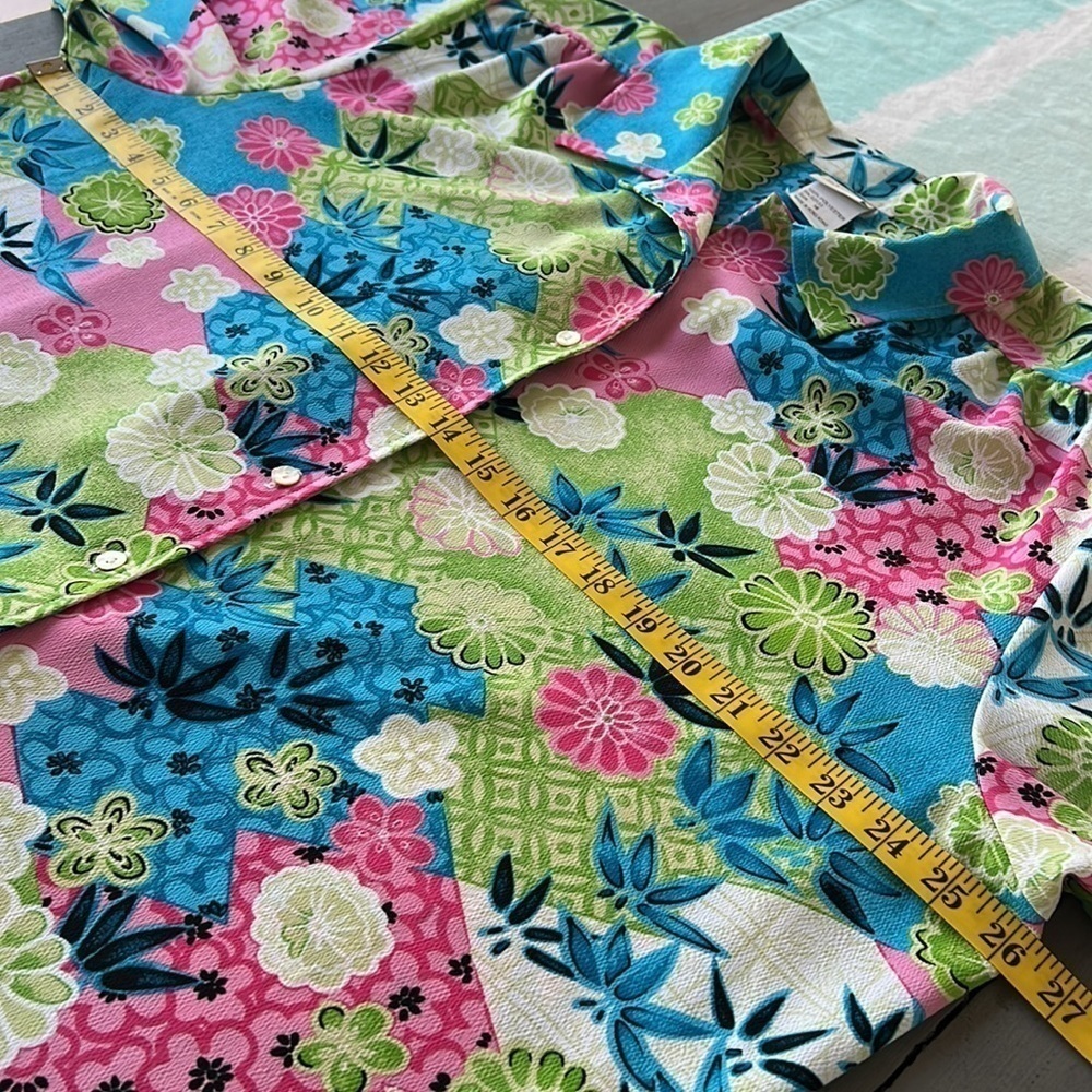 Vintage Bleyle Bright Floral Long Sleeve Button-Down Blouse Size 18 - Picture 10 of 11